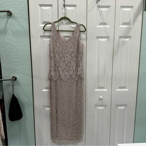 Elegant Lace Sleeveless Dress in Cream with jacket